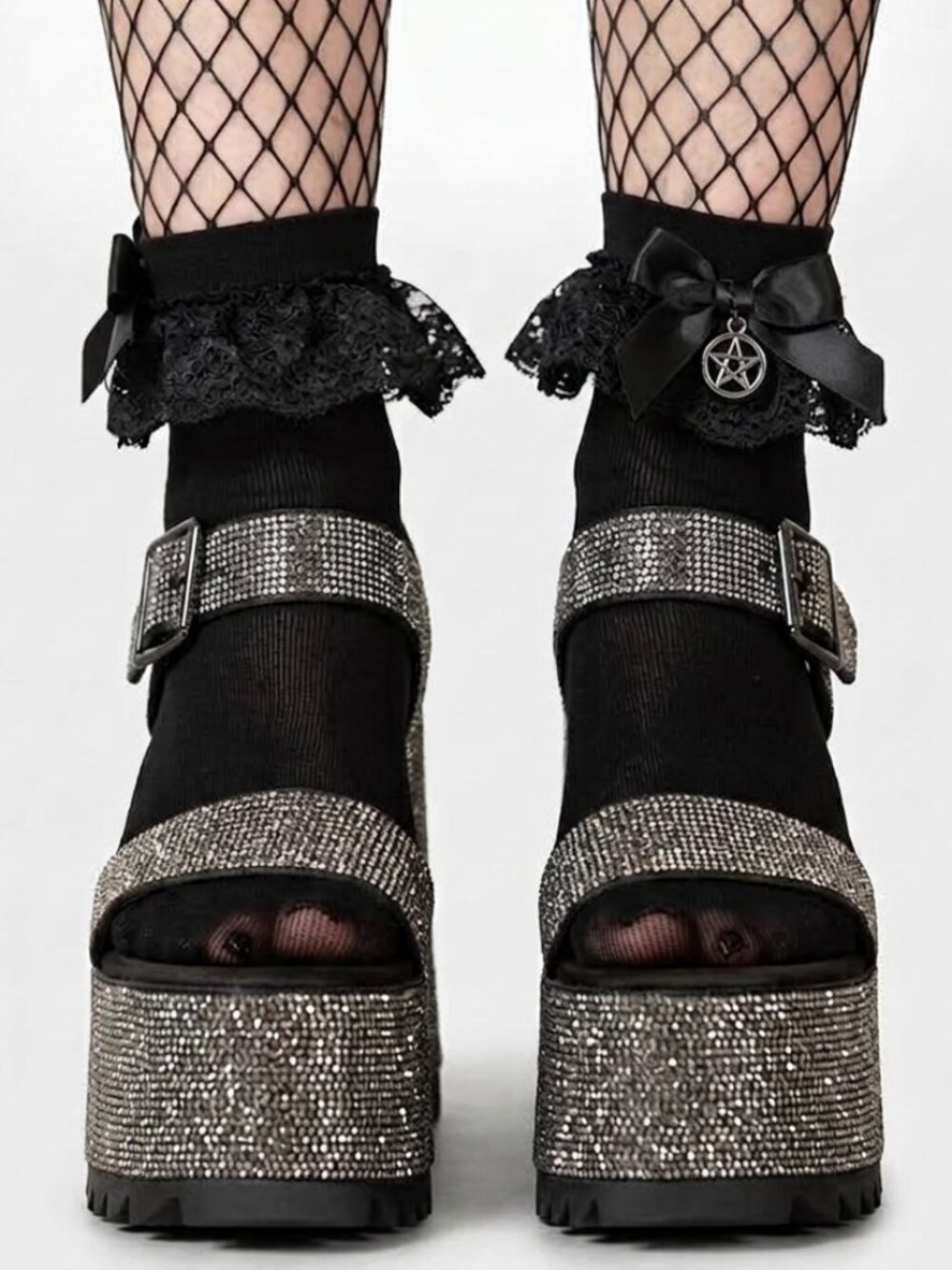KILLSTAR Night Queen Statement Diamanté Platform Sandal - Picture 2 of 9